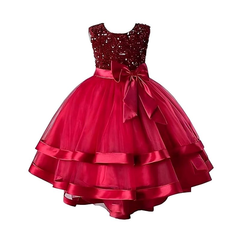 Niren Enterprise Embroidery Sequence Baby Frock for Kid Girls with Sleeveless Bow Surface Styling and Round Neck | Frock for Baby Girl
