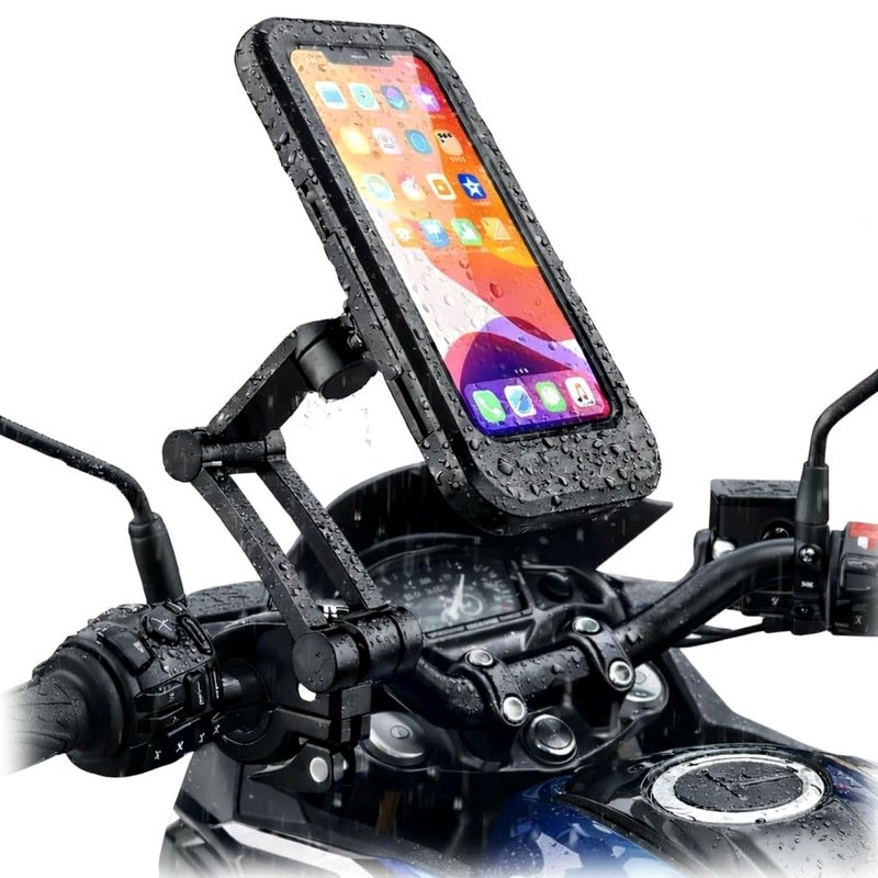 Waterproof Mobile Phone Holder for Bike & Motorcycle | 360° Rotating Adjustable Handlebar Mount | Shockproof & Secure Bike Mobile Stand | Universal Fit for All Smartphones(P1)