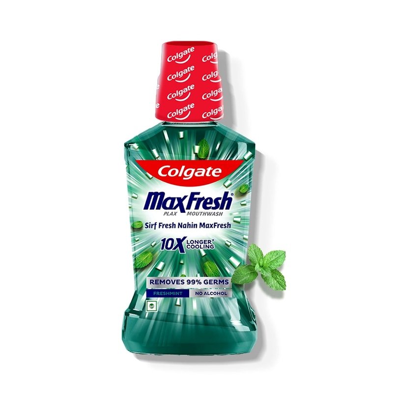 Colgate Plax Fresh Mint Mouthwash, 0% Alcohol, Antibacterial Mouth Wash for Bad Breath, Cavity Protection & Germ Defense for Adults, 500ml