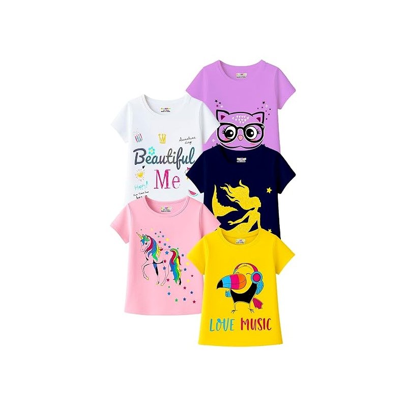 Kuchipoo Girls Regular Fit Cotton T-Shirt
