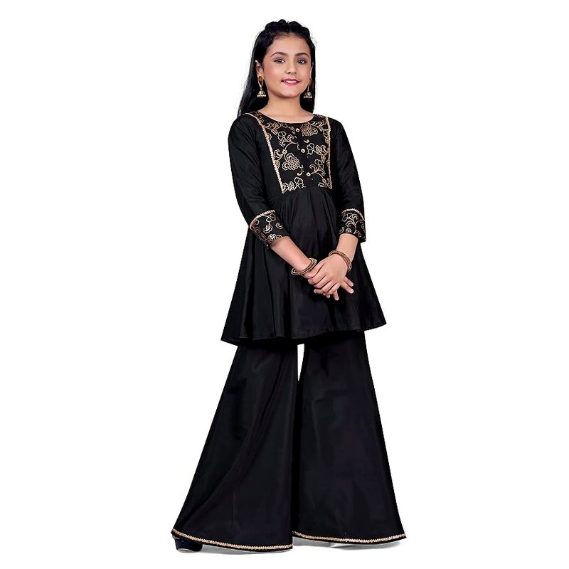 Fashion Dream Girls Cotton Blend Printed Salwar Suit Set|Kids Kurta & Dhoti|Ethnic Wear|Sharara Set