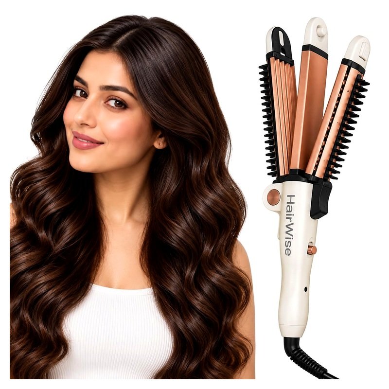 3-in-1 Hair Styler for Women, Hair Straightener, Curler & Crimper with Ceramic Coating and Foldable Design
