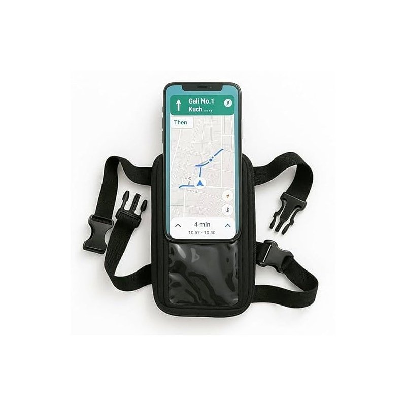 Polyester Handlebar Universal Mobile Holder Mount Pouch Bag for Activa Jupiter EV Ola-S1 Pleasure Ntroq_All Scooter Scooty Bike Fit 7 inches Phone (Black)