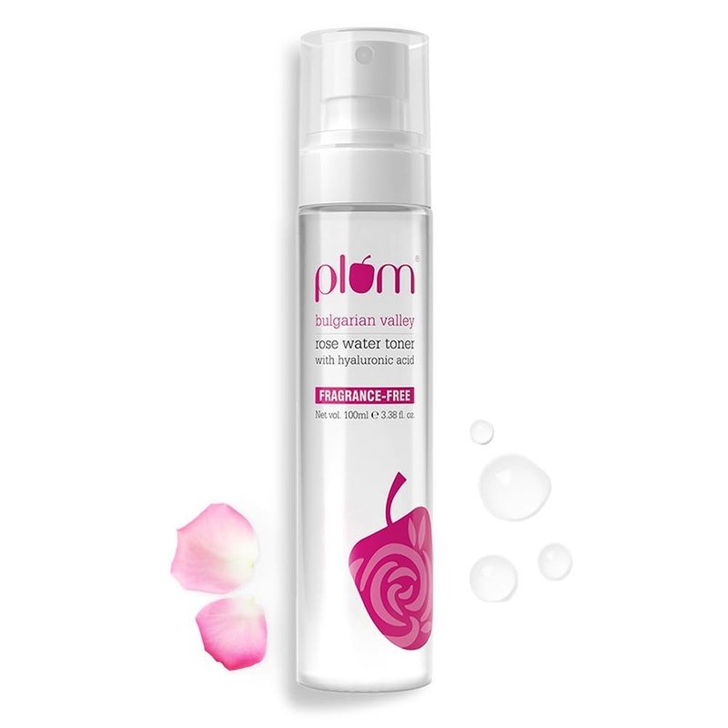 Plum Bulgarian Valley Rose Water Face Toner | for Oily Acne Prone Dry Combination Skin | with Hyaluronic Acid | Hydrating & Pores Tightening | Balances pH Levels | Alcohol-Free | Women & Men | 100ml