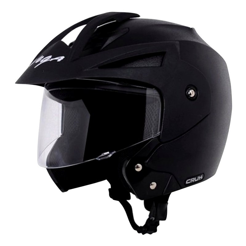 Vega Crux ISI Certified Flip-Up Helmet for Men and Women with Clear Visor(Black, Size:M)