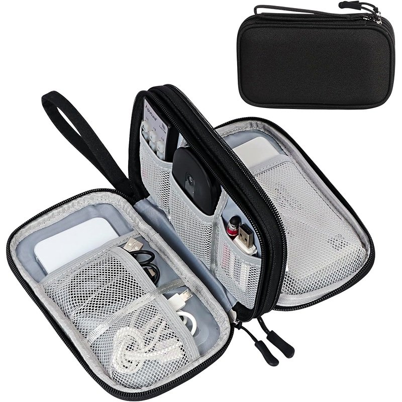SaleOn 8.3x5 Inch Tech Pouch Organizer with 1 Year Warranty – Portable Storage Organizer for USB Cable, Charger, Earphone, Power Bank, Hard Disk & Digital Gadgets, Travel Mobile Bag for Men