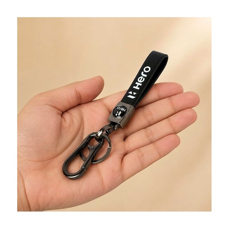 LTDecor Compatible Premium Leather & Metal Locking Hook Antirust Keychain Unique Stylish Look For Bike & Car Men Women Keyring