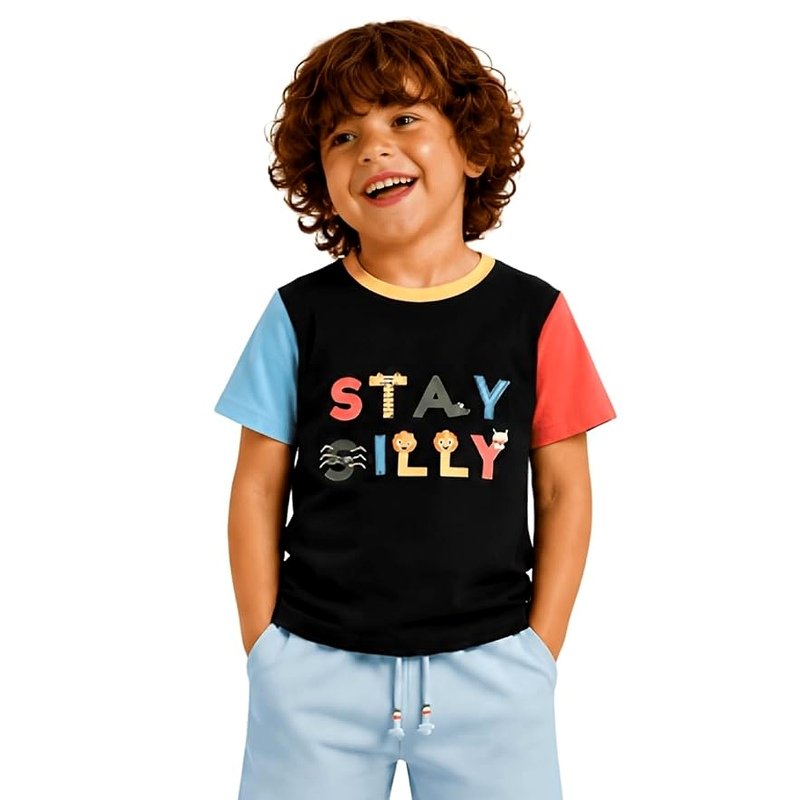 Pilolo Kids Printed Soft & Comfortable Cotton Lycra Pocket T-Shirt for Boys