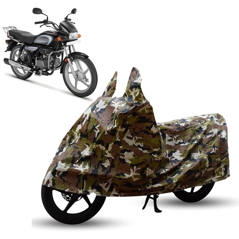 Sulfar Bike Cover for Hero MotoCorp Splendor Plus 100 (Base) | Waterproof, Dustproof & UV Protected | All Weather Two Wheeler Cover (Army Green) New 2026 Variants